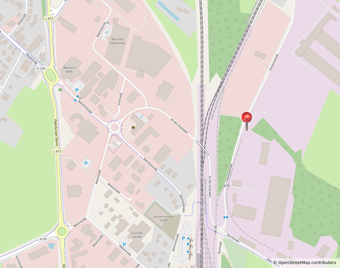 Kartenabbild der Lage von Industriestraße 9, 26452 Sande